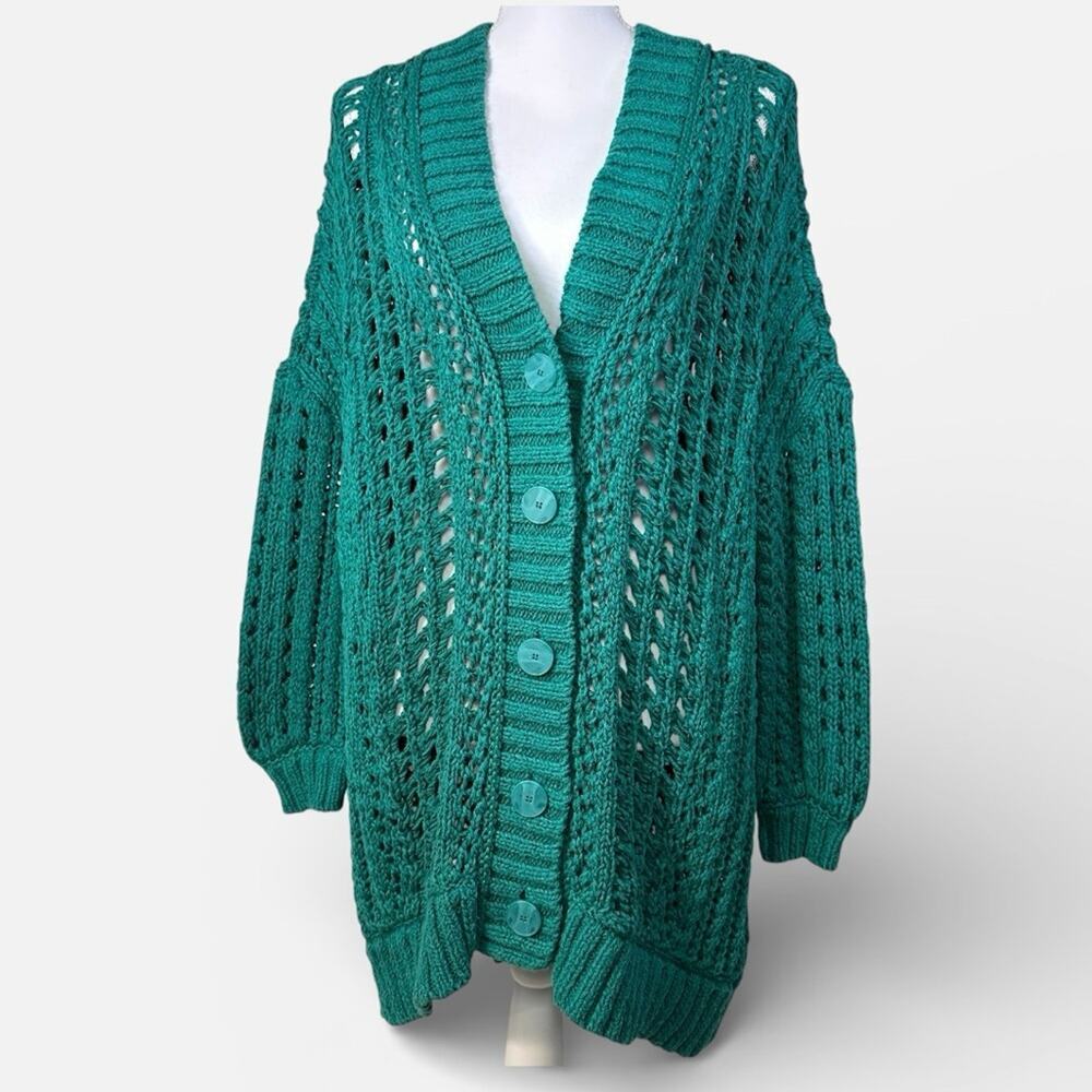 Maeve Anthropologie Oversized Open-Stitch Long Sleeve Cardigan Sweater Small